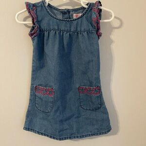 Charming Denim Dress with Pink Details